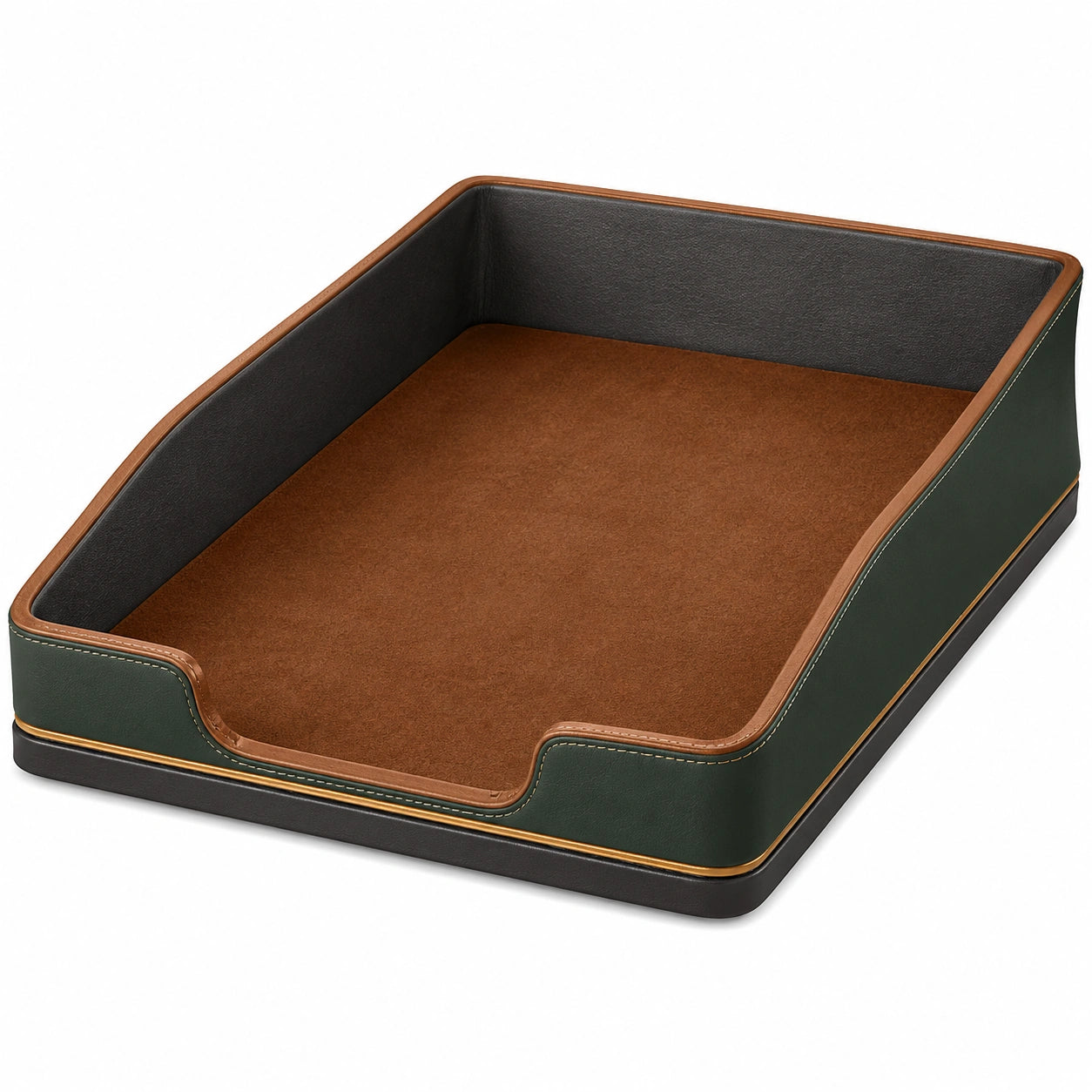 Bandeja Organizadora de Escritorio Verde y Marrón