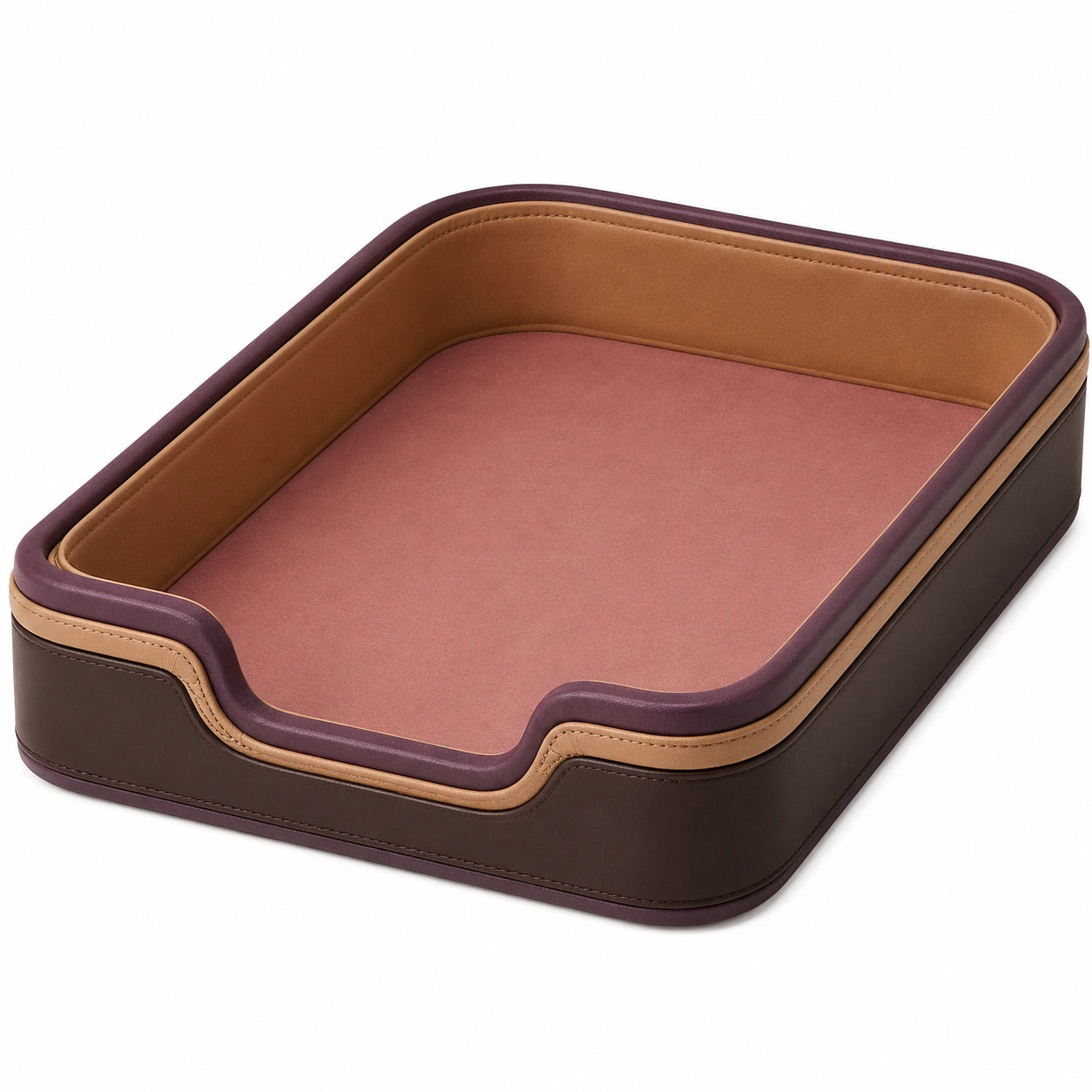 Bandeja de Documentos en Colores Marrón, Violeta y Beige 35x28x6 cm