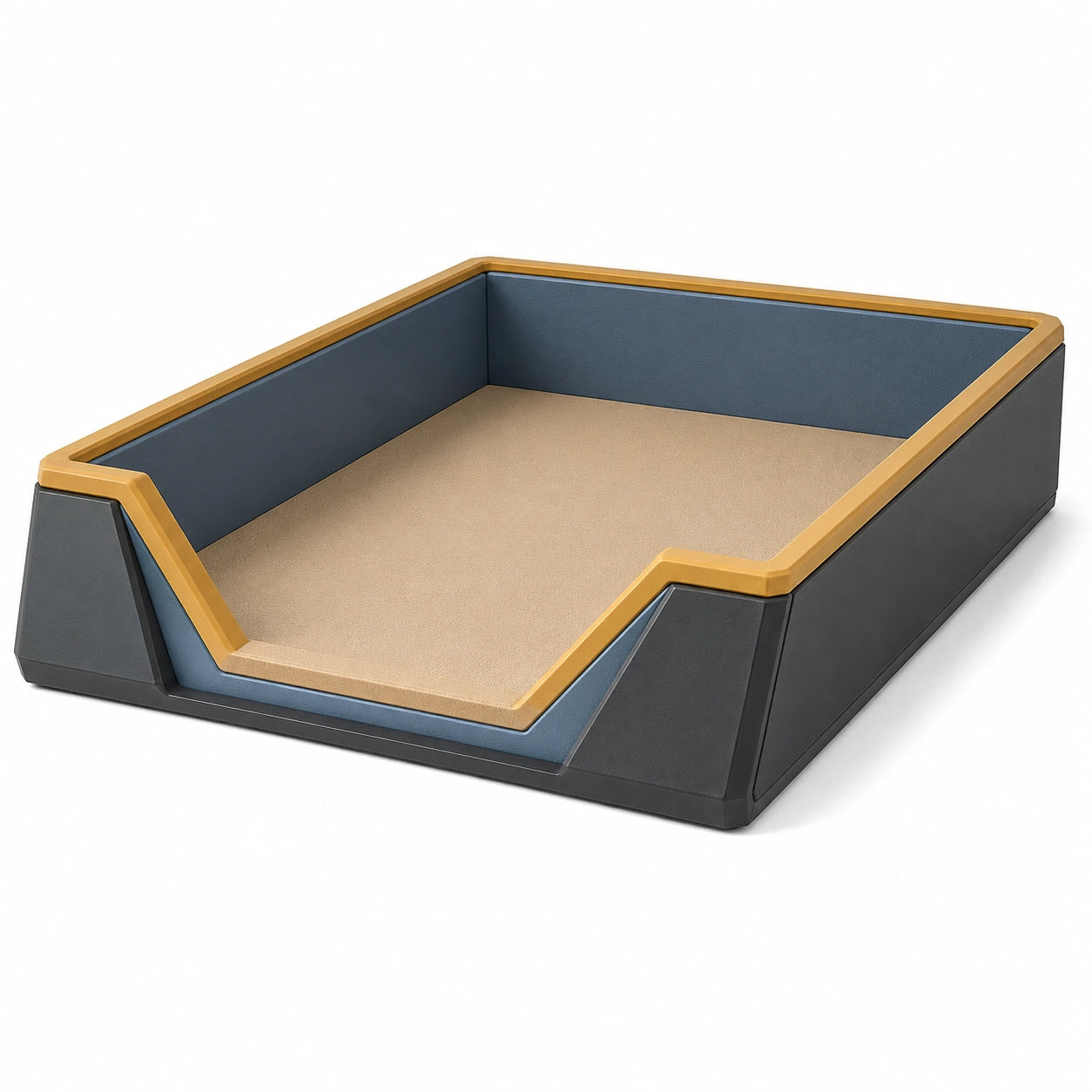 Bandeja organizadora de escritorio azul, negro y amarillo 32x24x6cm