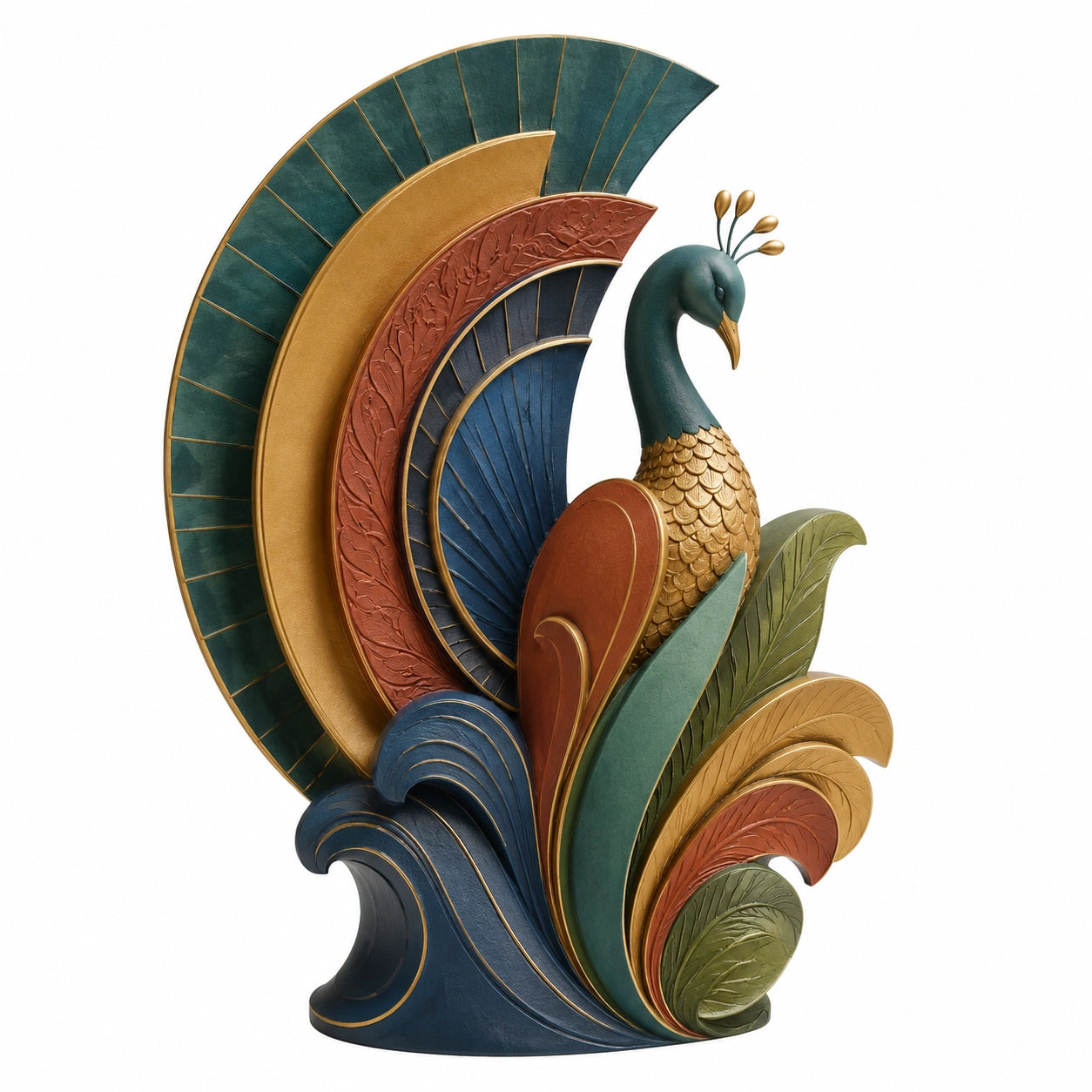 Escultura Decorativa de Pavo Real Multicolor para Hogar