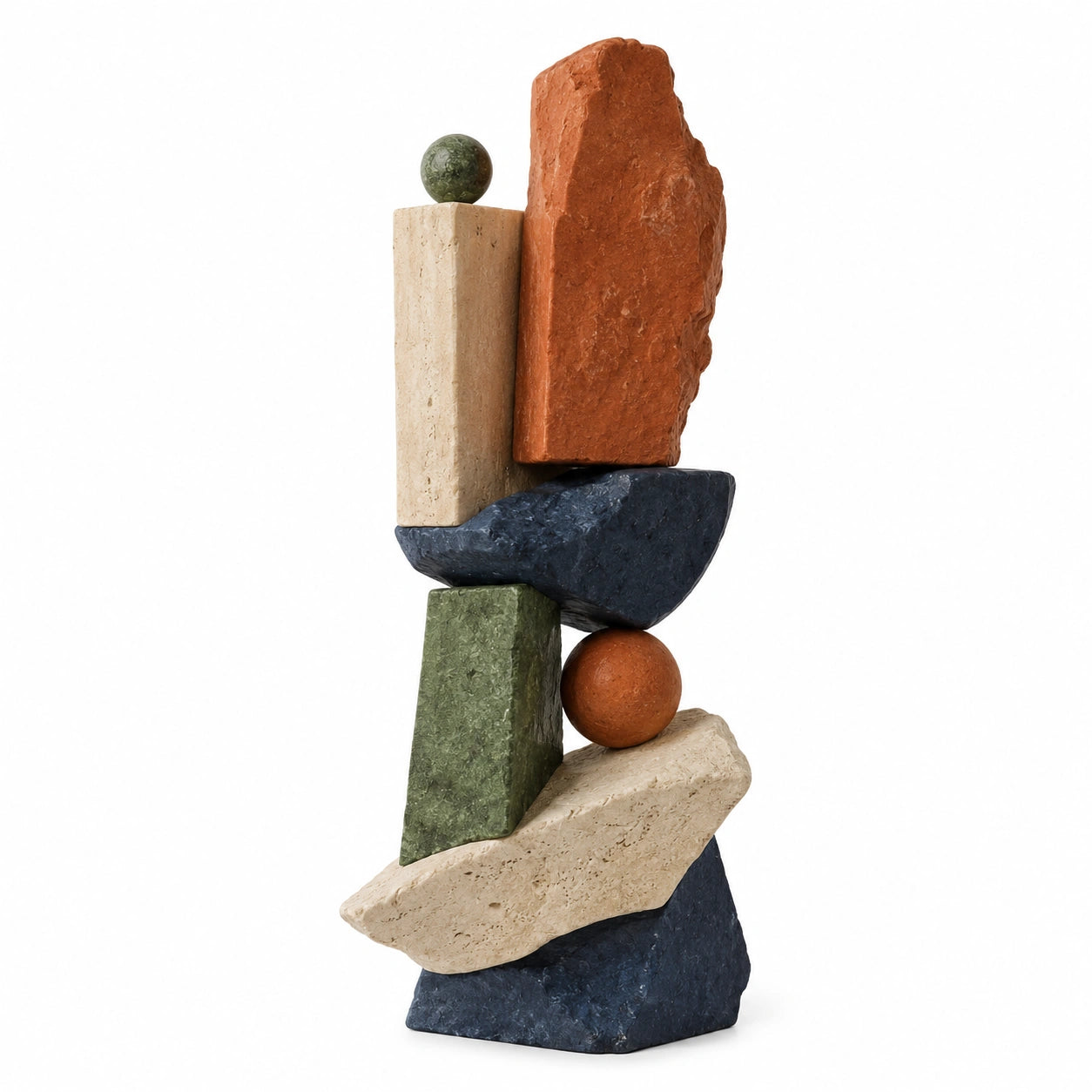Escultura Abstracta Decorativa de Piedra Multicolor
