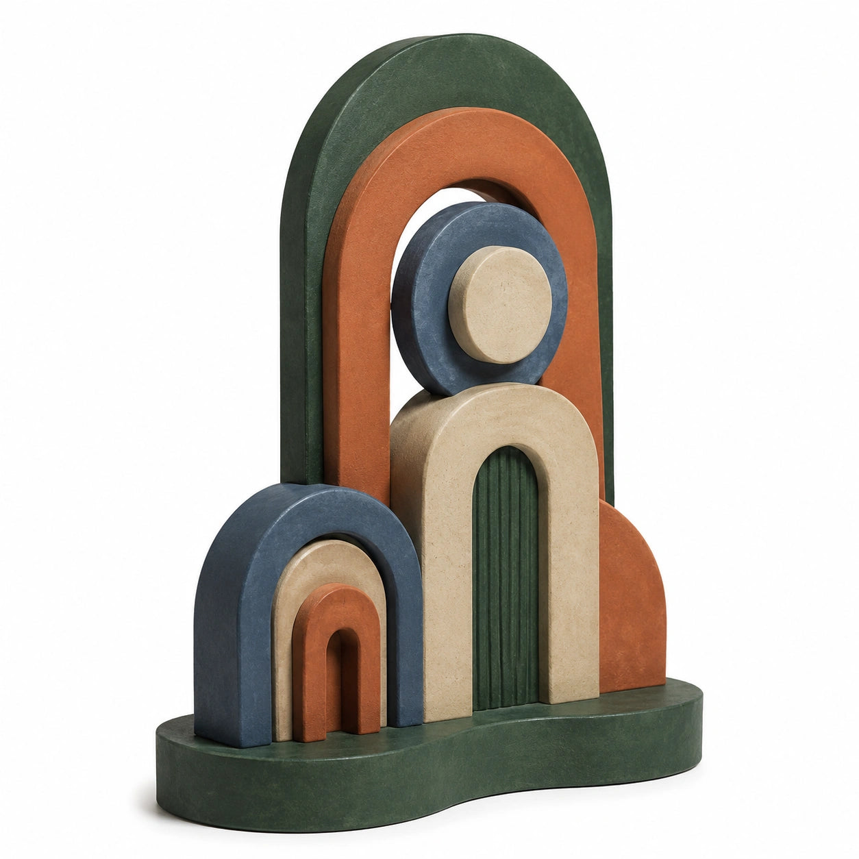 Escultura Decorativa Abstracta Multicolor Hecha a Mano 30cm x 10cm x 25cm