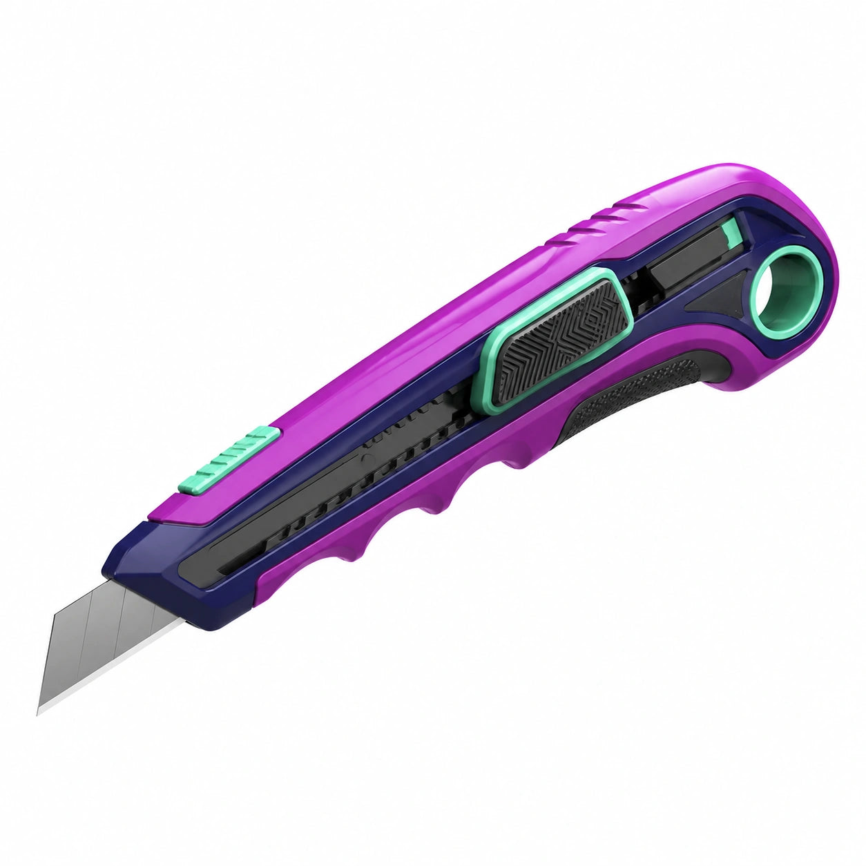 Cúter Manual Retráctil Multiusos Morado/Azul/Verde 15cm