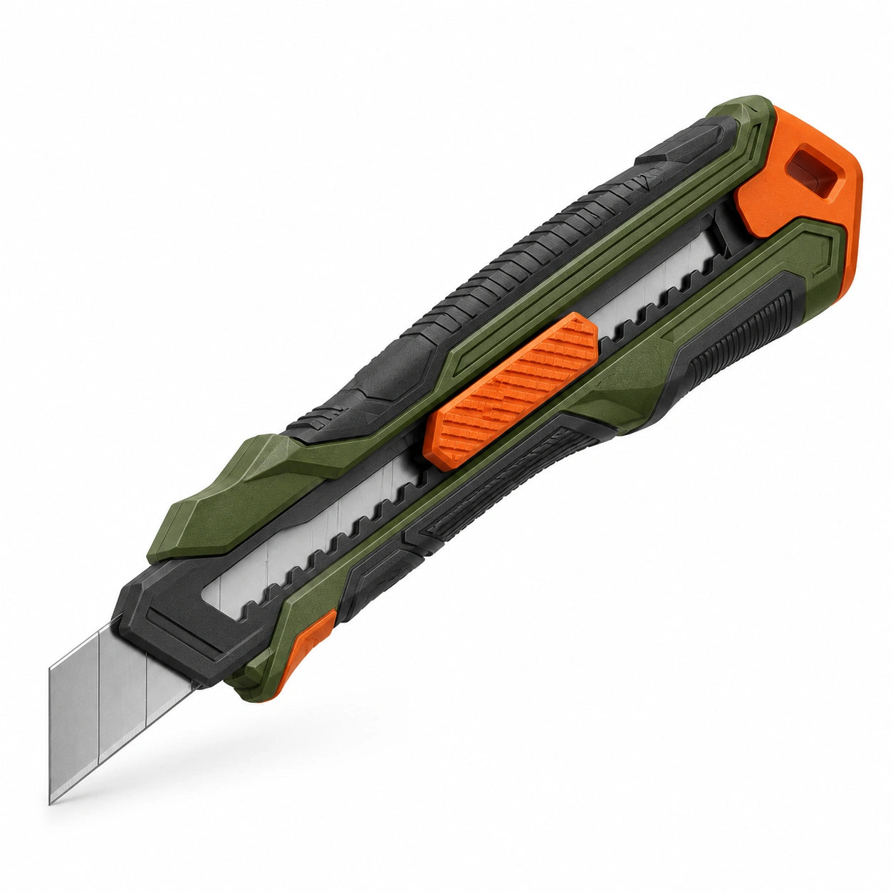 Cúter Multiusos con Bloqueo de Seguridad Verde/Naranja/Negro