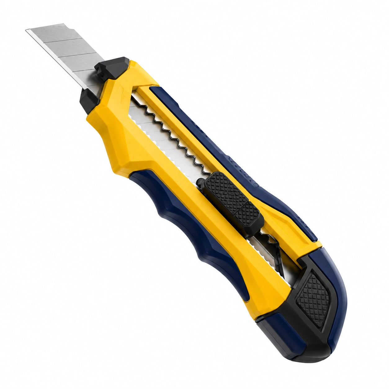 Cutter Profesional Amarillo y Azul con Hoja Retráctil y Mango Ergonómico