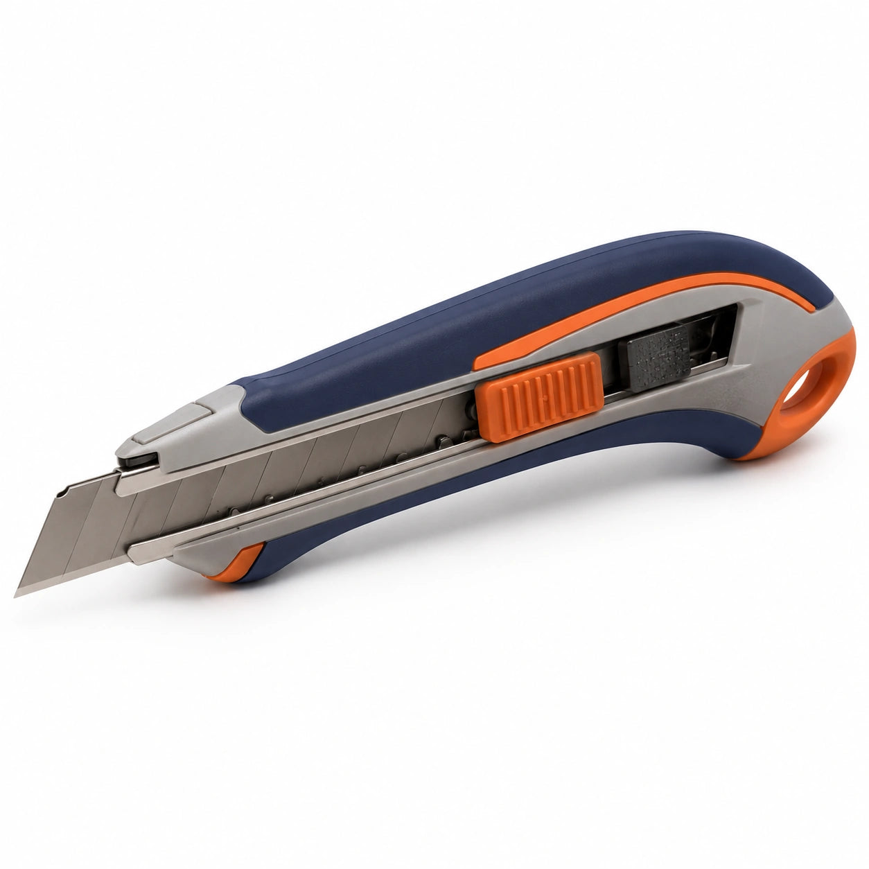 Cutter Retráctil Profesional Azul y Naranja con Cuchilla Segmentada