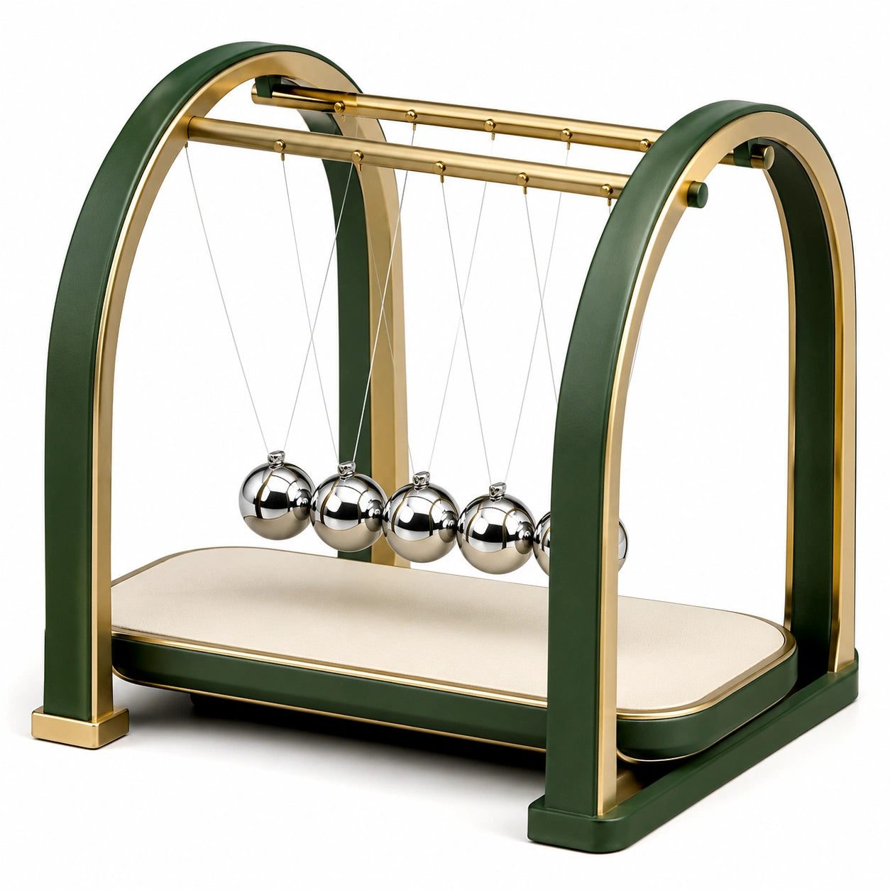 Péndulo de Newton Decorativo Verde y Dorado