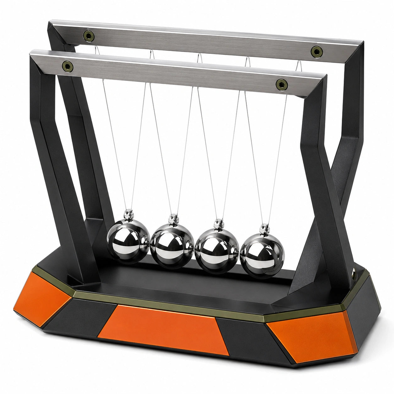 Péndulo de Newton de Sobremesa Moderno Negro y Naranja