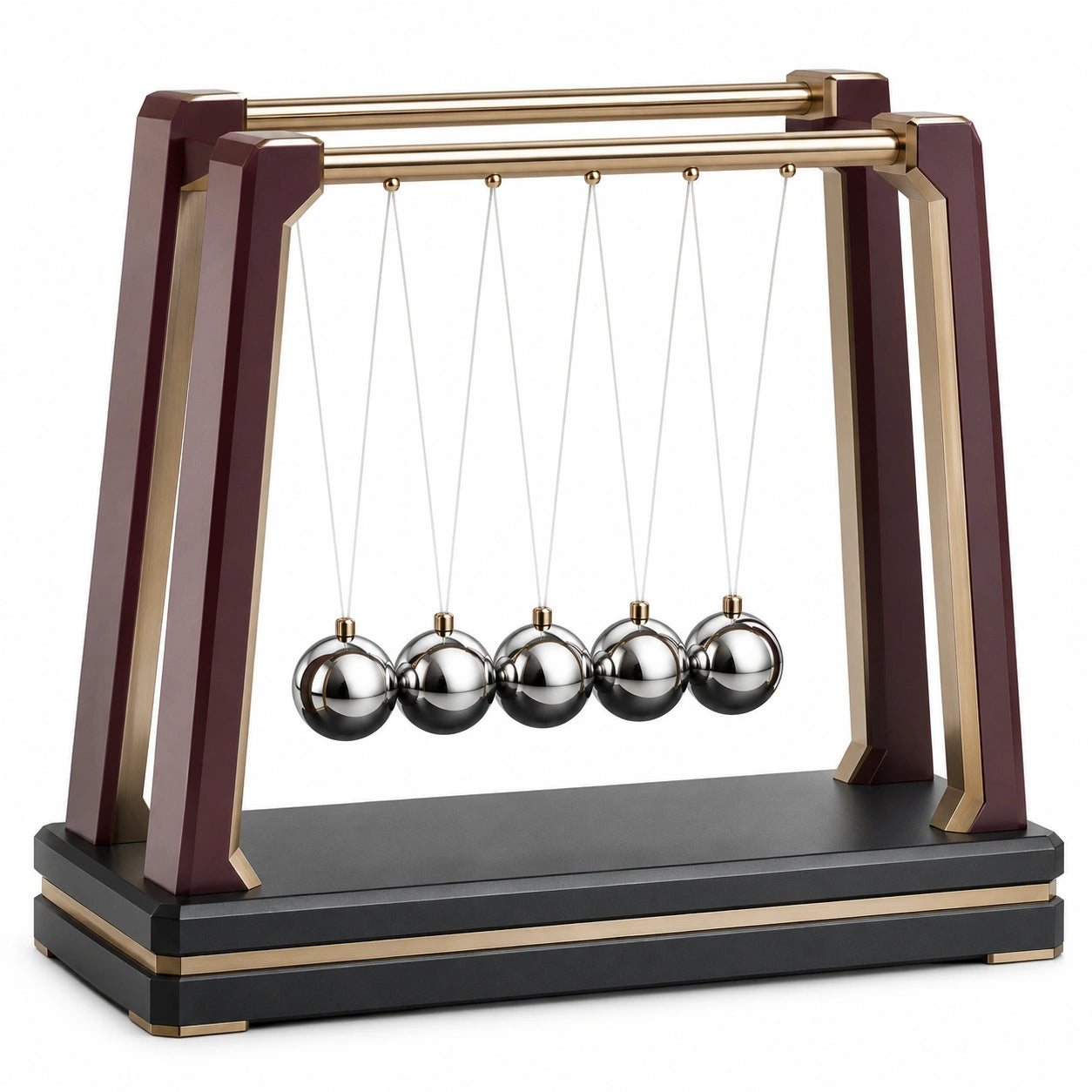 Péndulo de Newton de Acero Inoxidable con Base de Madera