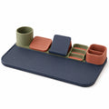 Organizador de Escritorio Multifuncional Azul, Ocre y Verde
