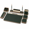 Set de accesorios de escritorio de 10 piezas en verde y dorado