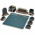 Set organizador de escritorio multifuncional azul y beige