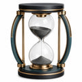 Reloj de arena decorativo con estructura dorada y base negra