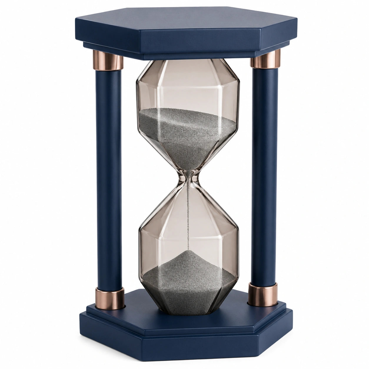 Reloj de Arena Decorativo Azul Marino con Arena Gris