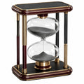 Reloj de arena decorativo rectangular marrón con detalles dorados