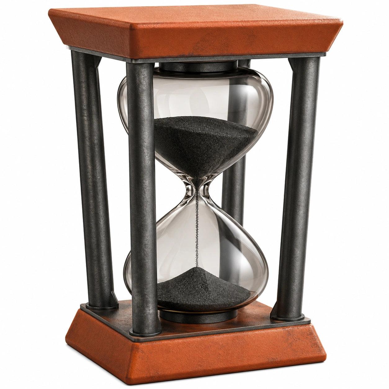Reloj de Arena Decorativo de Vidrio y Metal Negro y Naranja 20cm