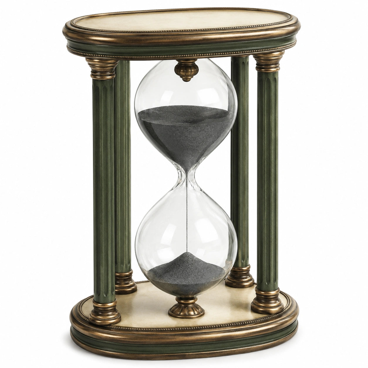 Reloj de Arena Decorativo Verde y Oro con Tiempo de 30 Minutos