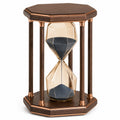 Reloj de Arena Decorativo de Madera y Cobre con Arena Negra