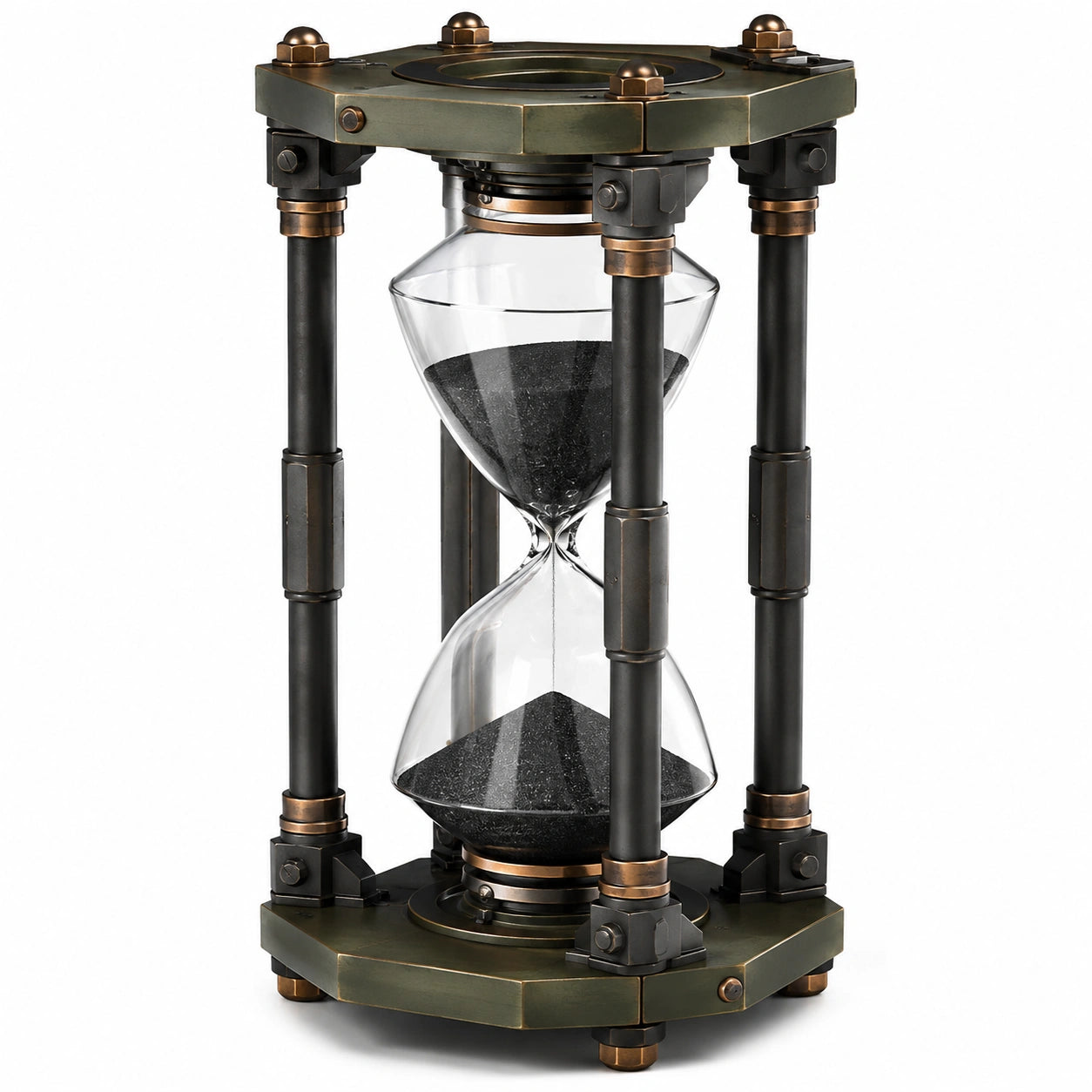 Reloj de Arena Decorativo Industrial Negro y Bronceado 20cm