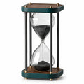 Reloj de arena decorativo de cristal transparente, negro y verde, 30 minutos