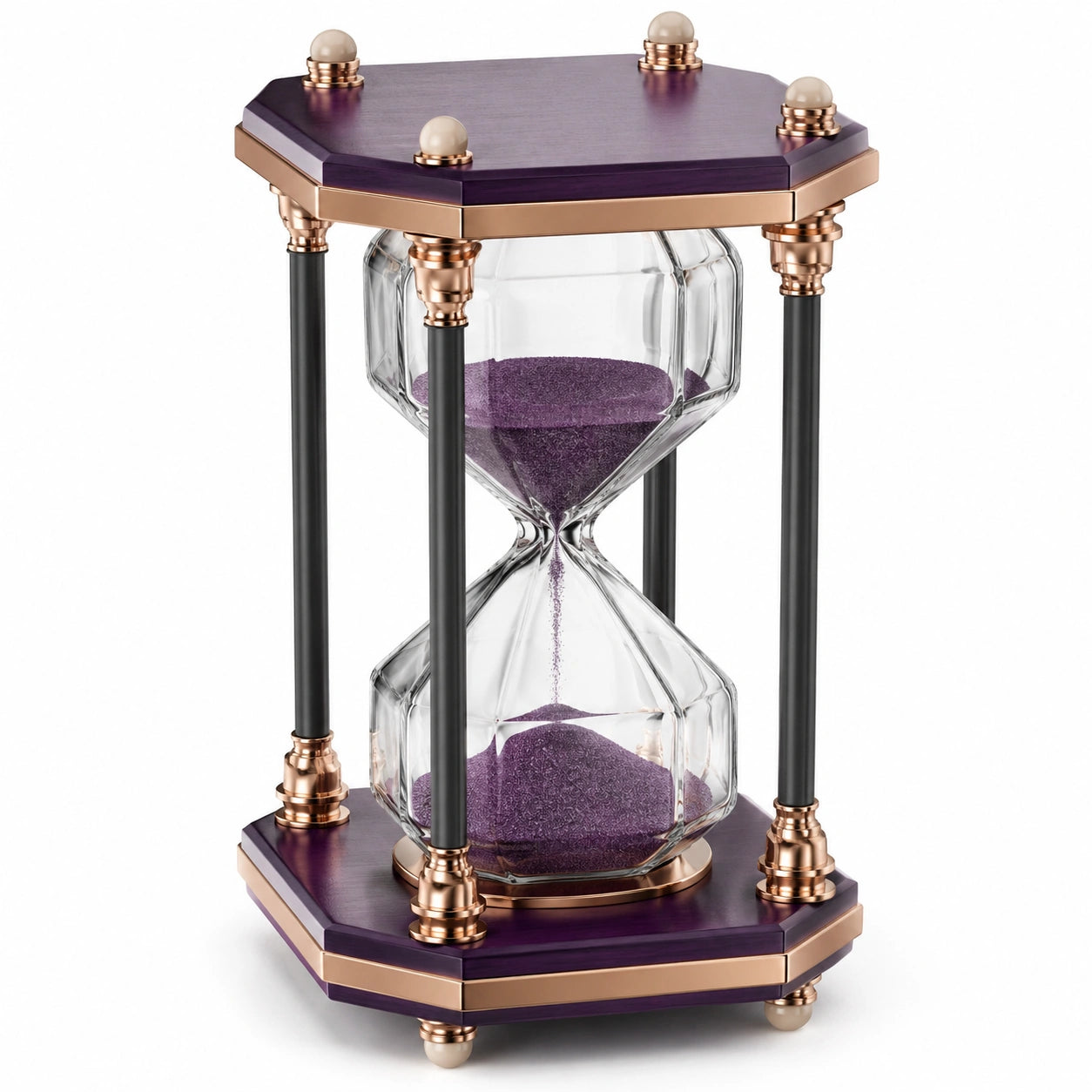 Reloj de Arena Hexagonal con Arena Violeta para Decoración