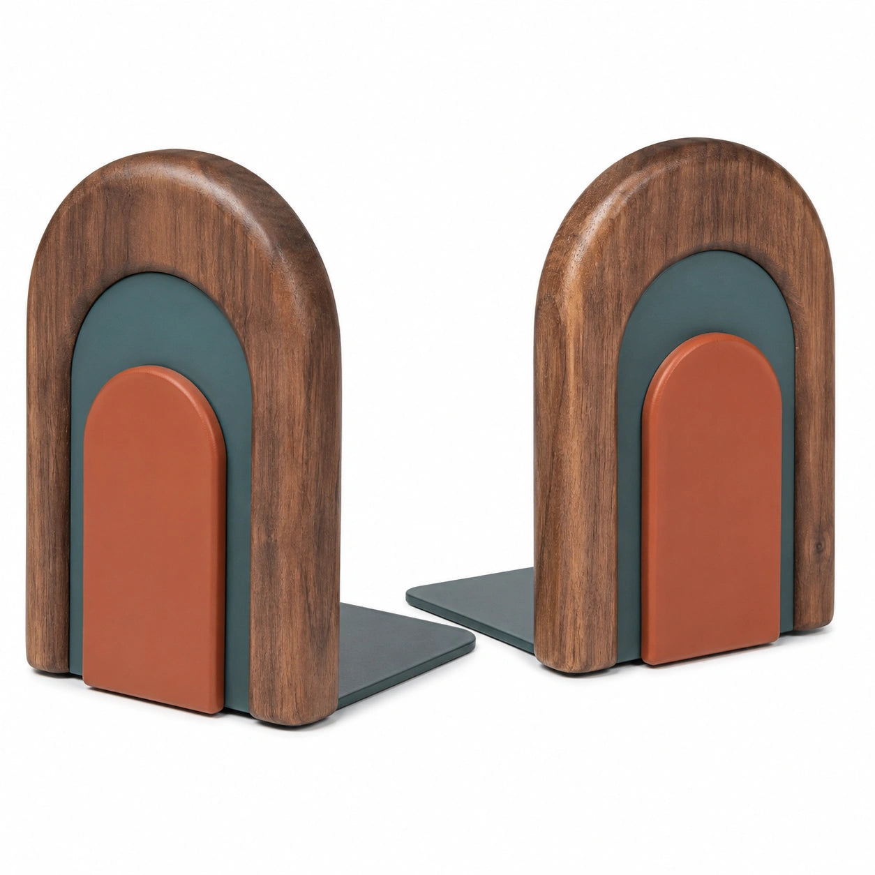 Soportes de Libros Decorativos en Forma de Arco Marrón/Naranja