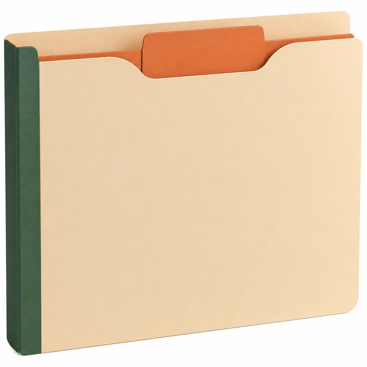 Carpeta Expansible A4 Beige/Naranja con Lomo Verde