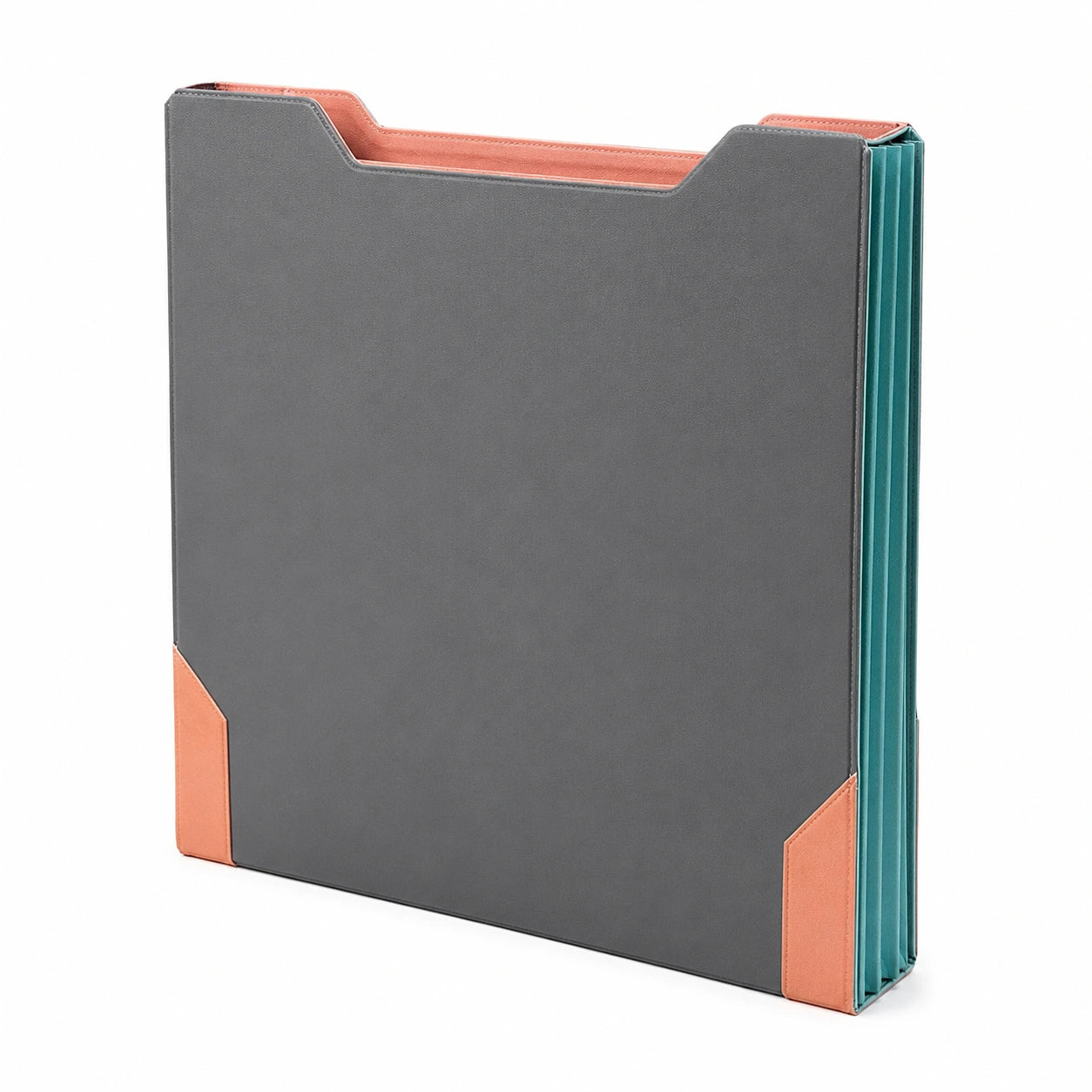 Carpeta Expansible Gris y Naranja con Lateral Verde