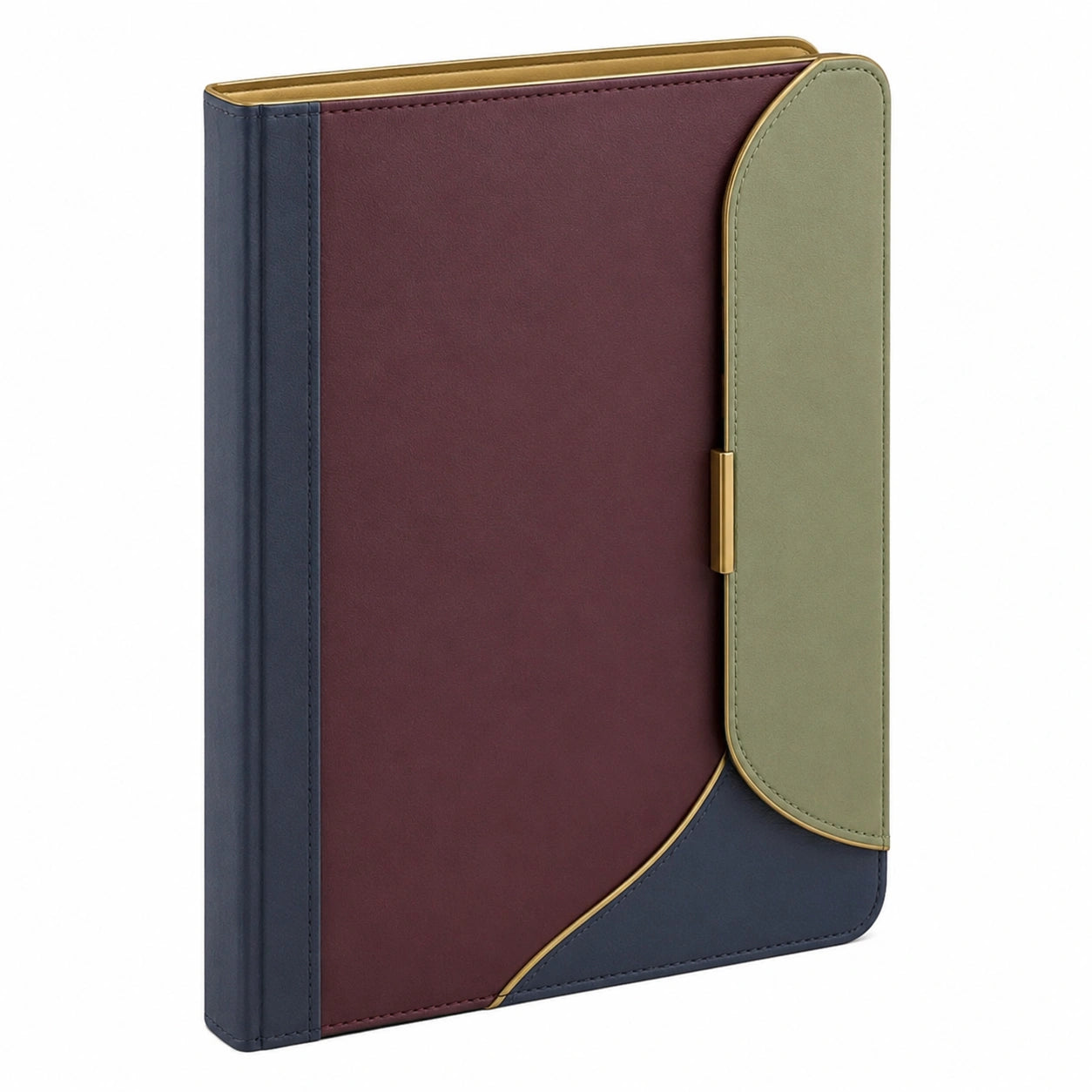 Carpeta organizadora multicolor burdeos/verde/azul con cierre metálico